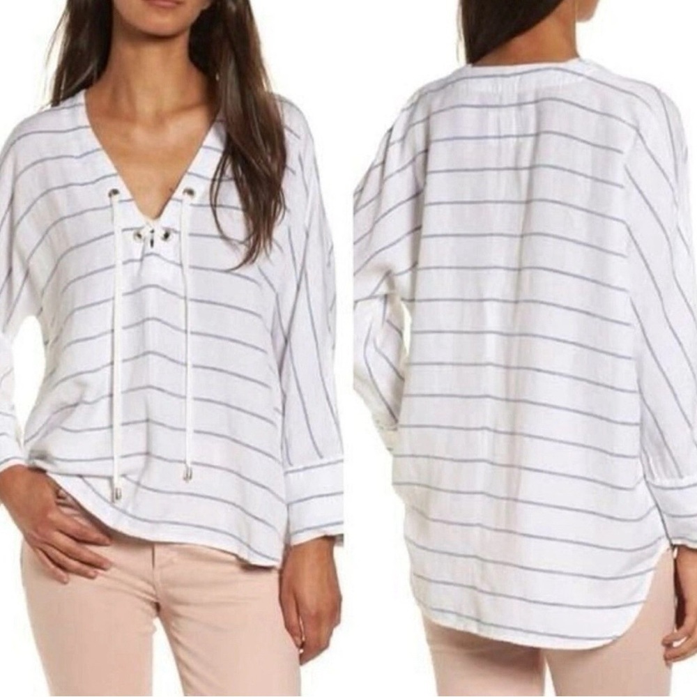 Rails Lily Postino Striped Linen Top (XS)